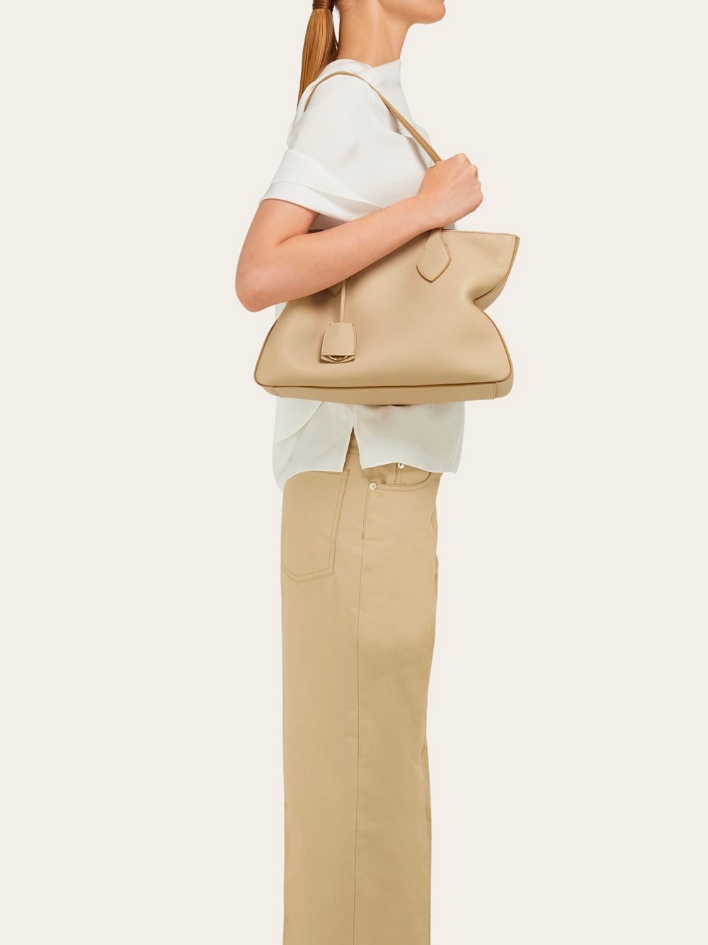 Ferragamo Medium Pebbled Tote Handbag