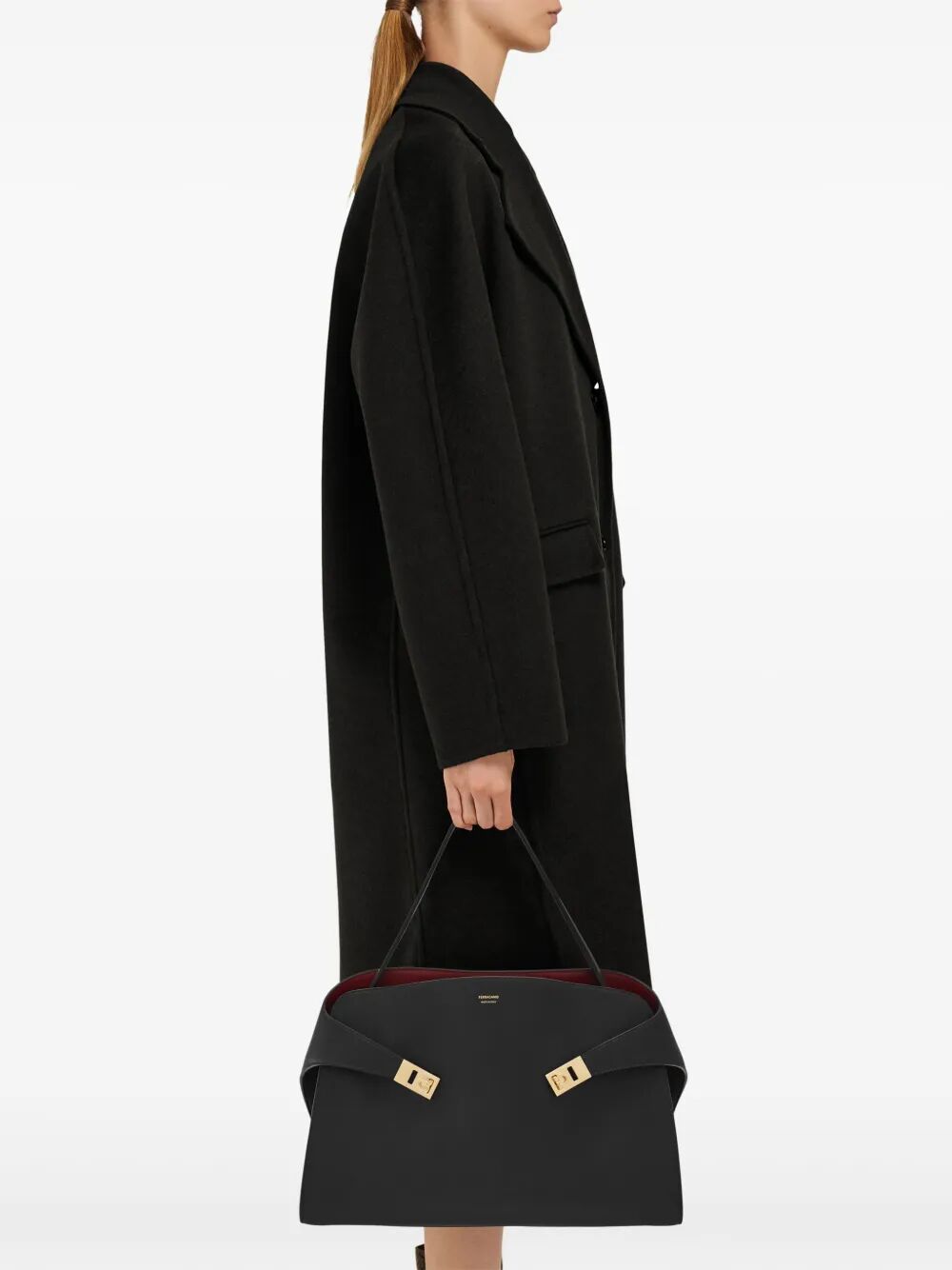 Ferragamo Soft Large Bicolor Shoulder Handbag