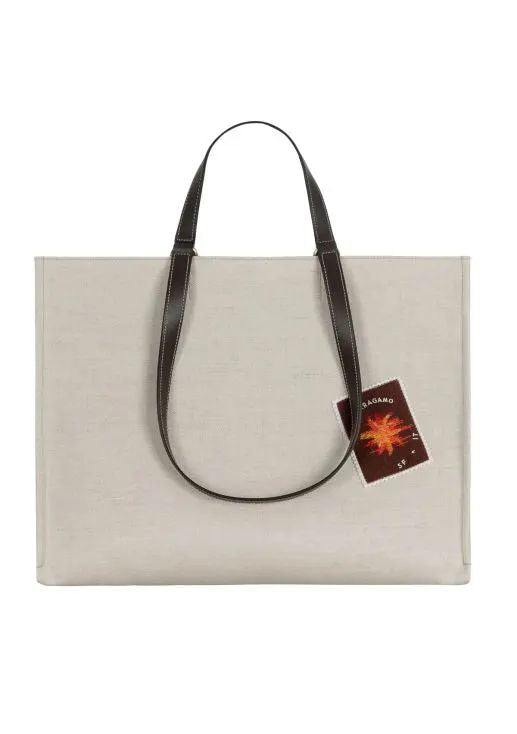 Ferragamo Natural Logo Sticker Mini Tote Handbag