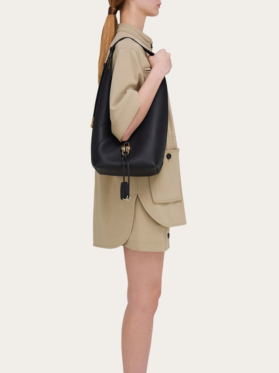 Ferragamo V-Shaped Hobo Handbag