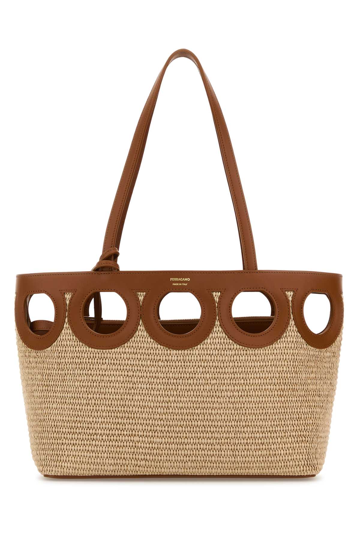 Ferragamo Raffia Shopping Handbag