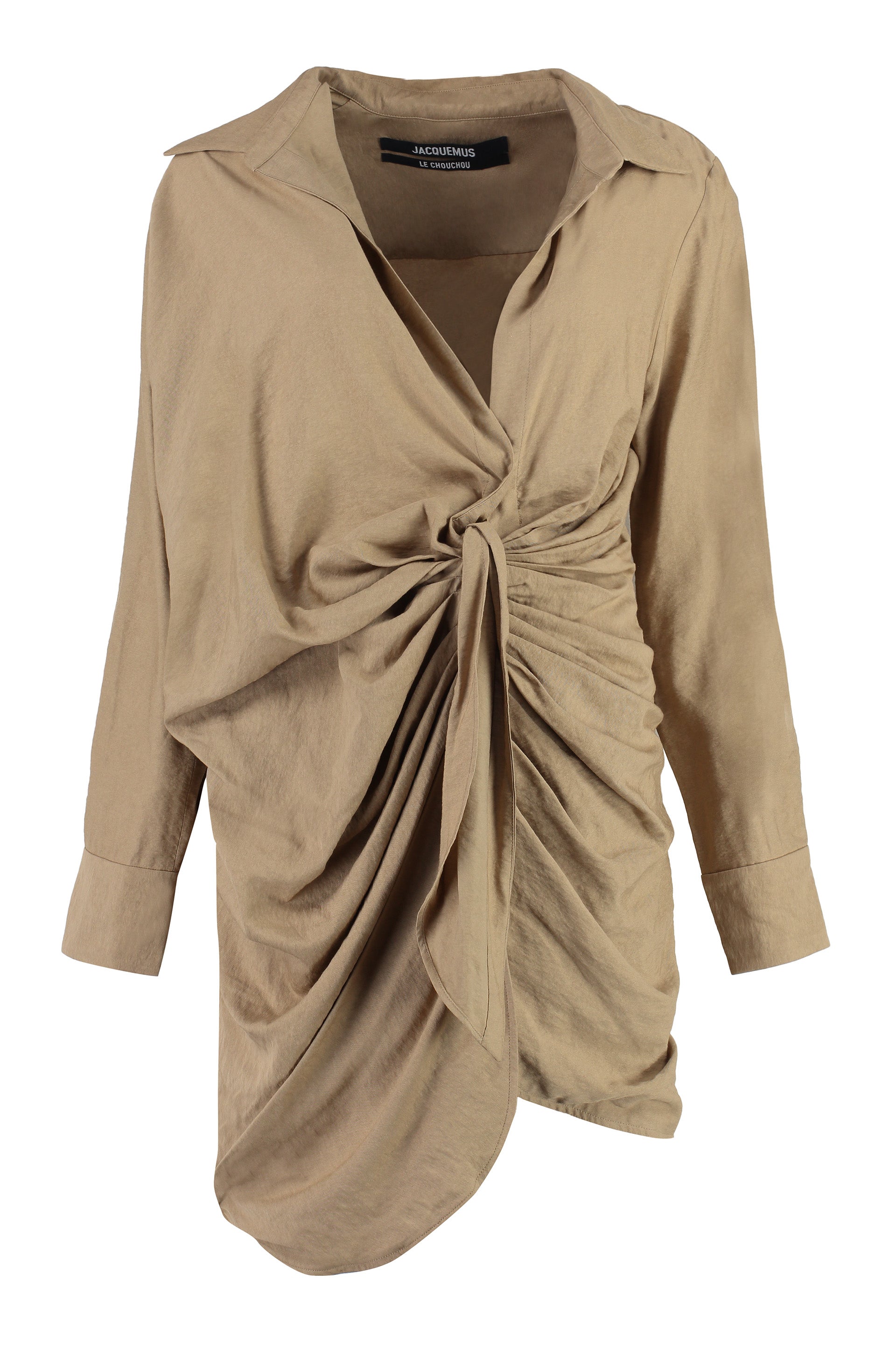 JACQUEMUS Asymmetrical Draped Dress with Knot Detail