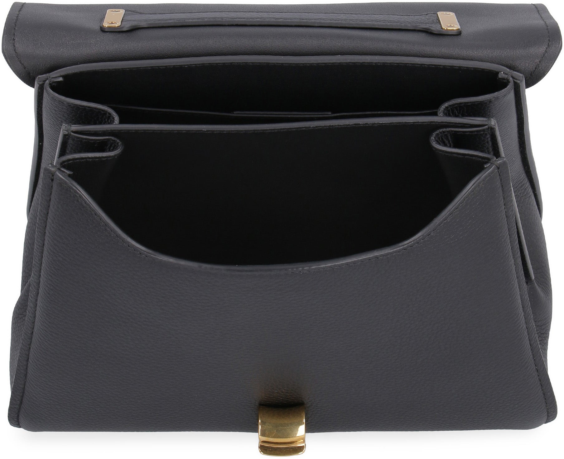 Ferragamo Pebbled Leather Handbag with Interlocking Closure - 27 CM