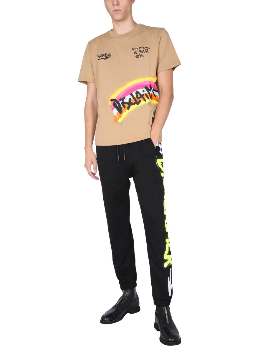 DISCLAIMER Crew Neck Screen Print T-Shirt for Men