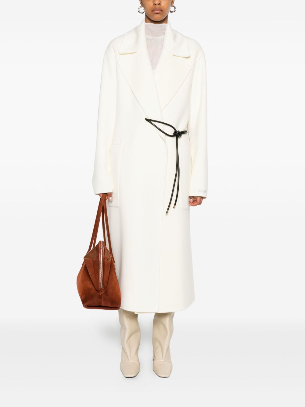 MAX MARA SPORTMAX Wool Long Jacket with Knotted Tie Fastening