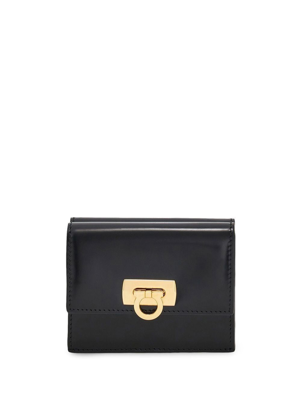 Ferragamo Mini Wallet with Gancini Hook Closure in Patent Leather