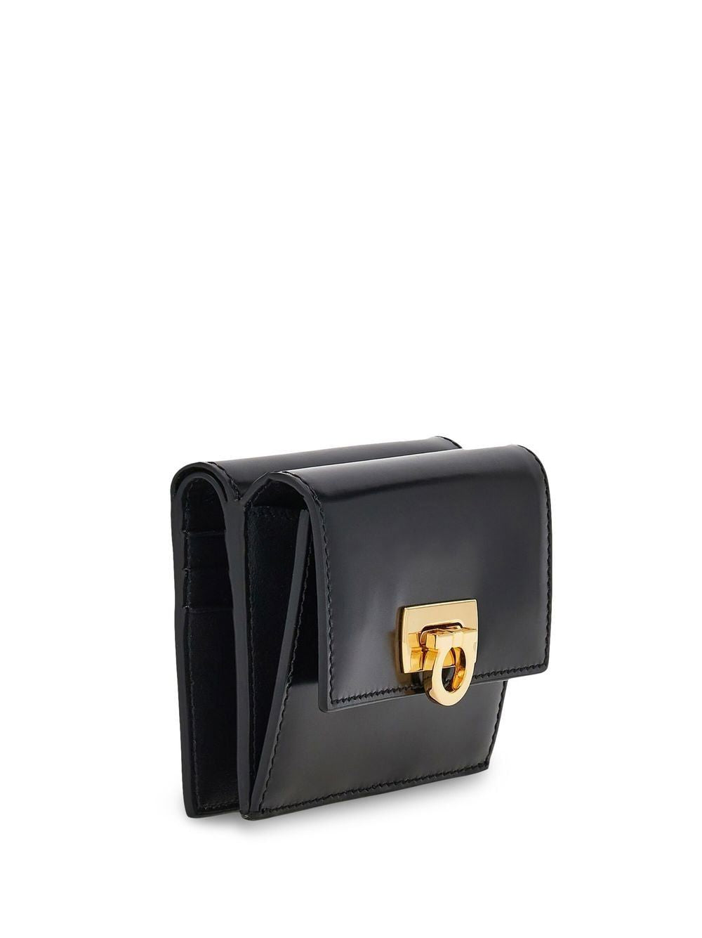 Ferragamo Mini Wallet with Gancini Hook Closure in Patent Leather