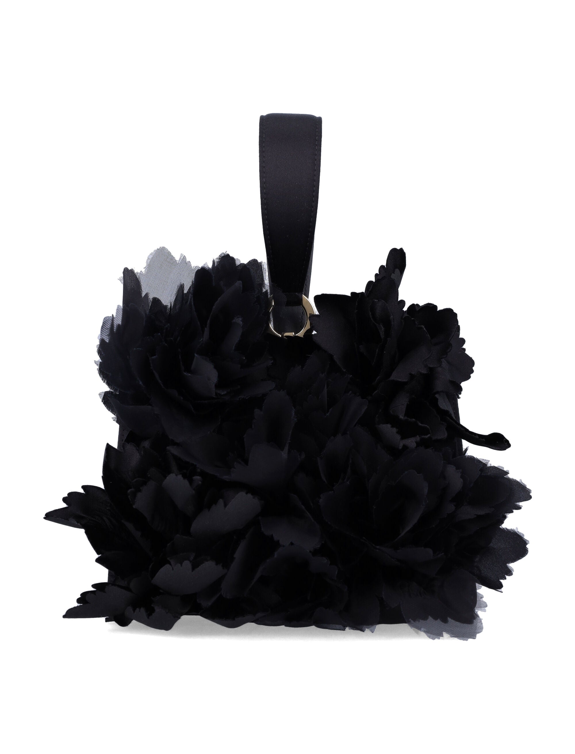 Ferragamo Mini Satin Clutch with Floral Embellishments