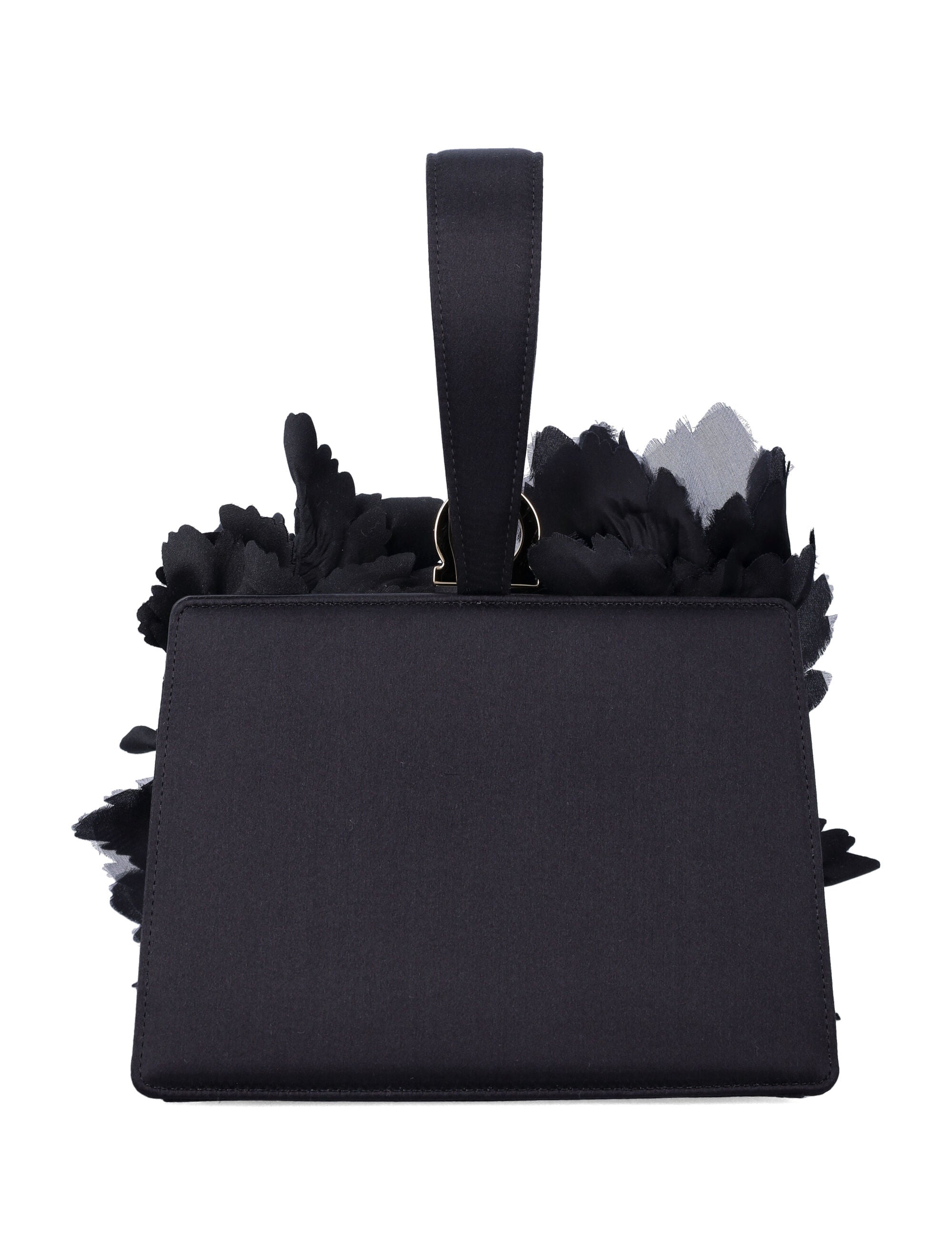 Ferragamo Mini Satin Clutch with Floral Embellishments