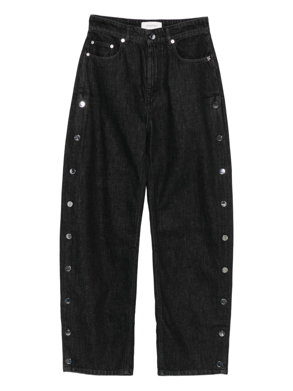 MAX MARA SPORTMAX Cotton Denim Jeans with Side Button Embellishment