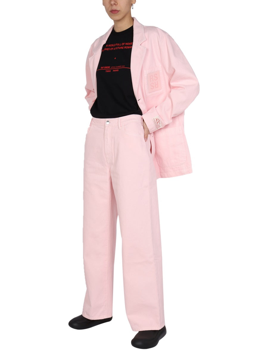 RAF SIMONS Wide Leg Pants with Front Button Closure for Women