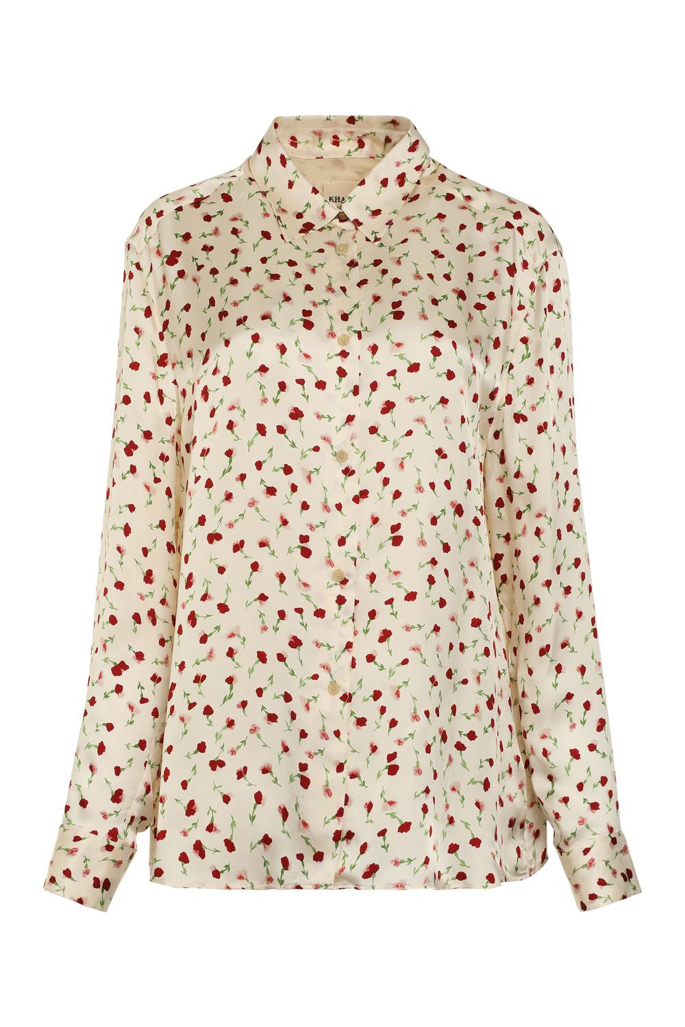 KHAITE Rounded Hem Printed Silk Shirt - Size XS to XL