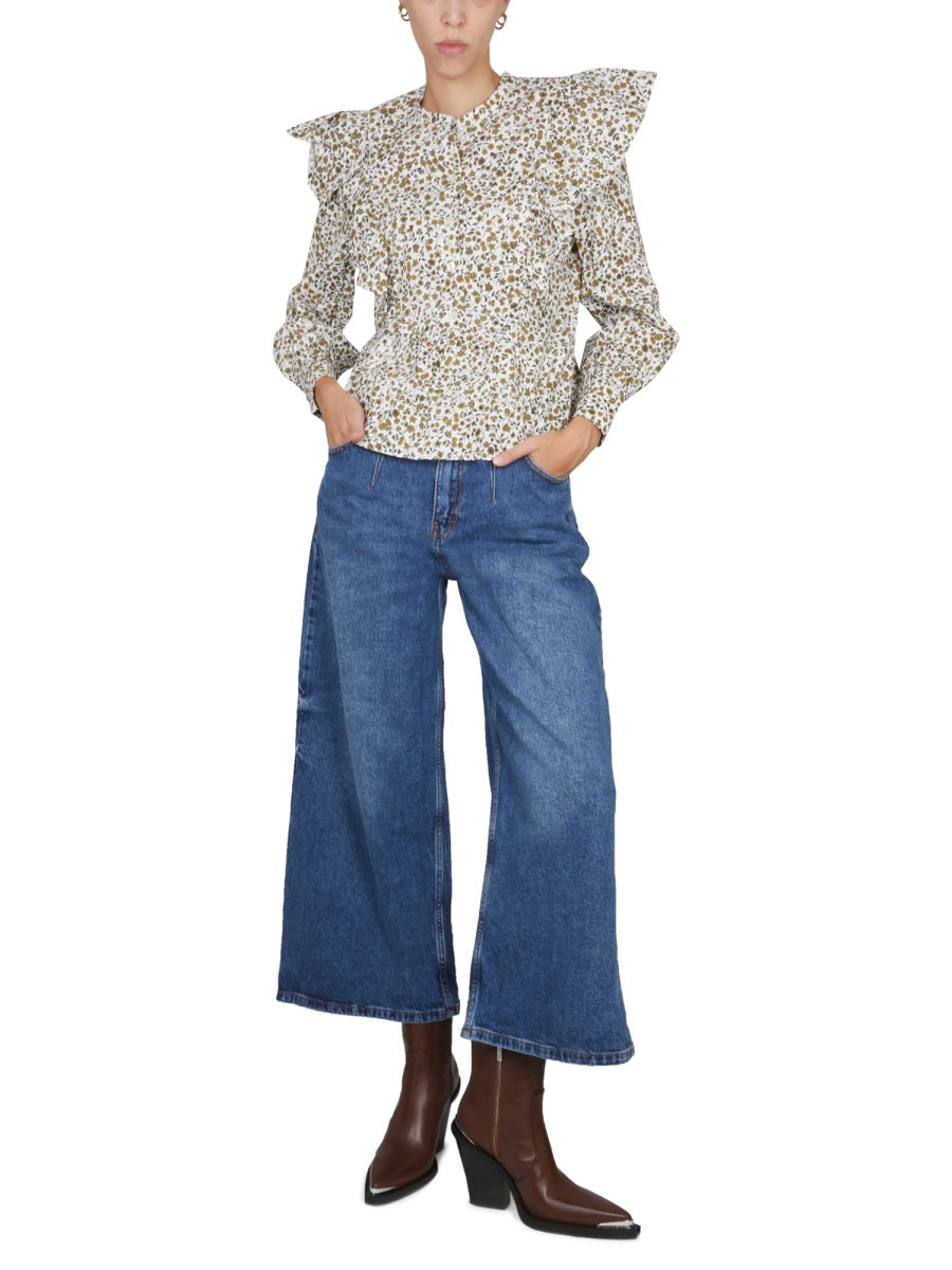 BAUM UND PFERDGARTEN Front Button Closure Ruffled Shirt - Women’s Mini Style