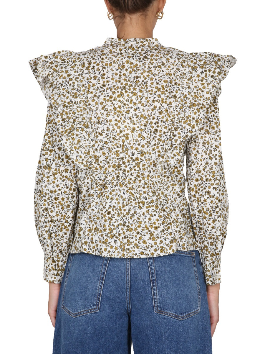 BAUM UND PFERDGARTEN Front Button Closure Ruffled Shirt - Women’s Mini Style