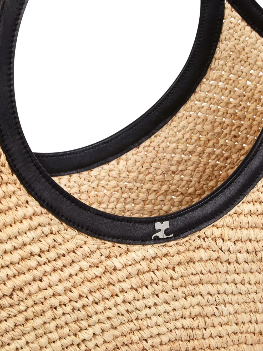 COURREGÈS Extra Large Natural Raffia Shopping Bag with Black Handles