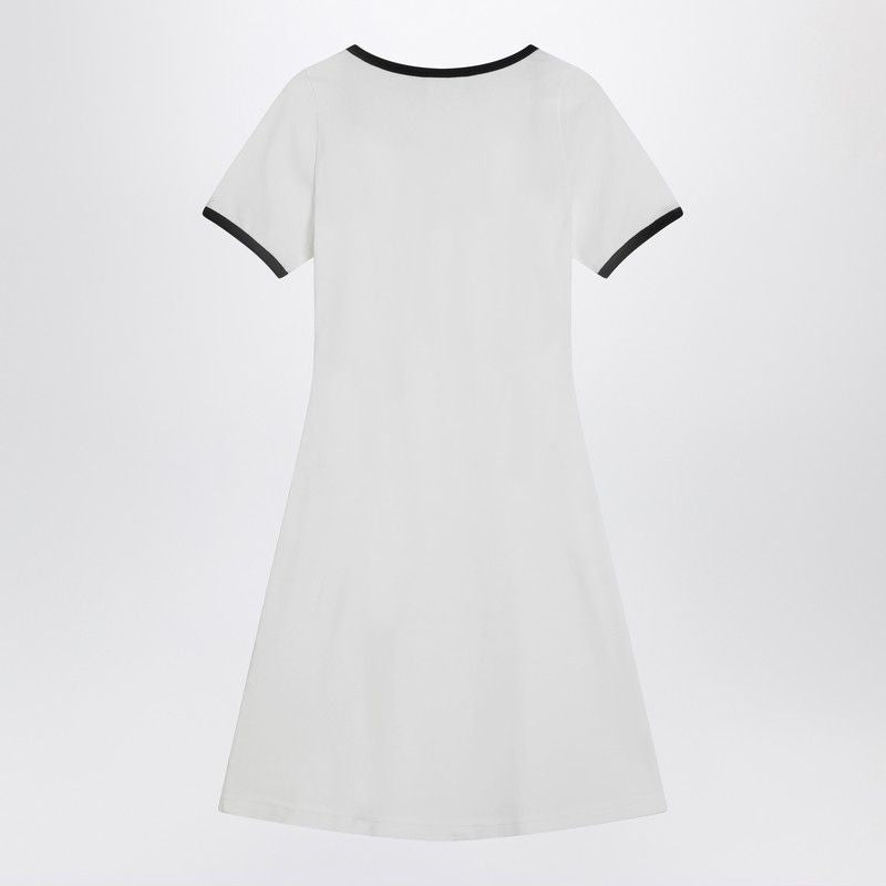 COURREGÈS Womens Mini Dress with Wide Round Neck and Contrast Edges