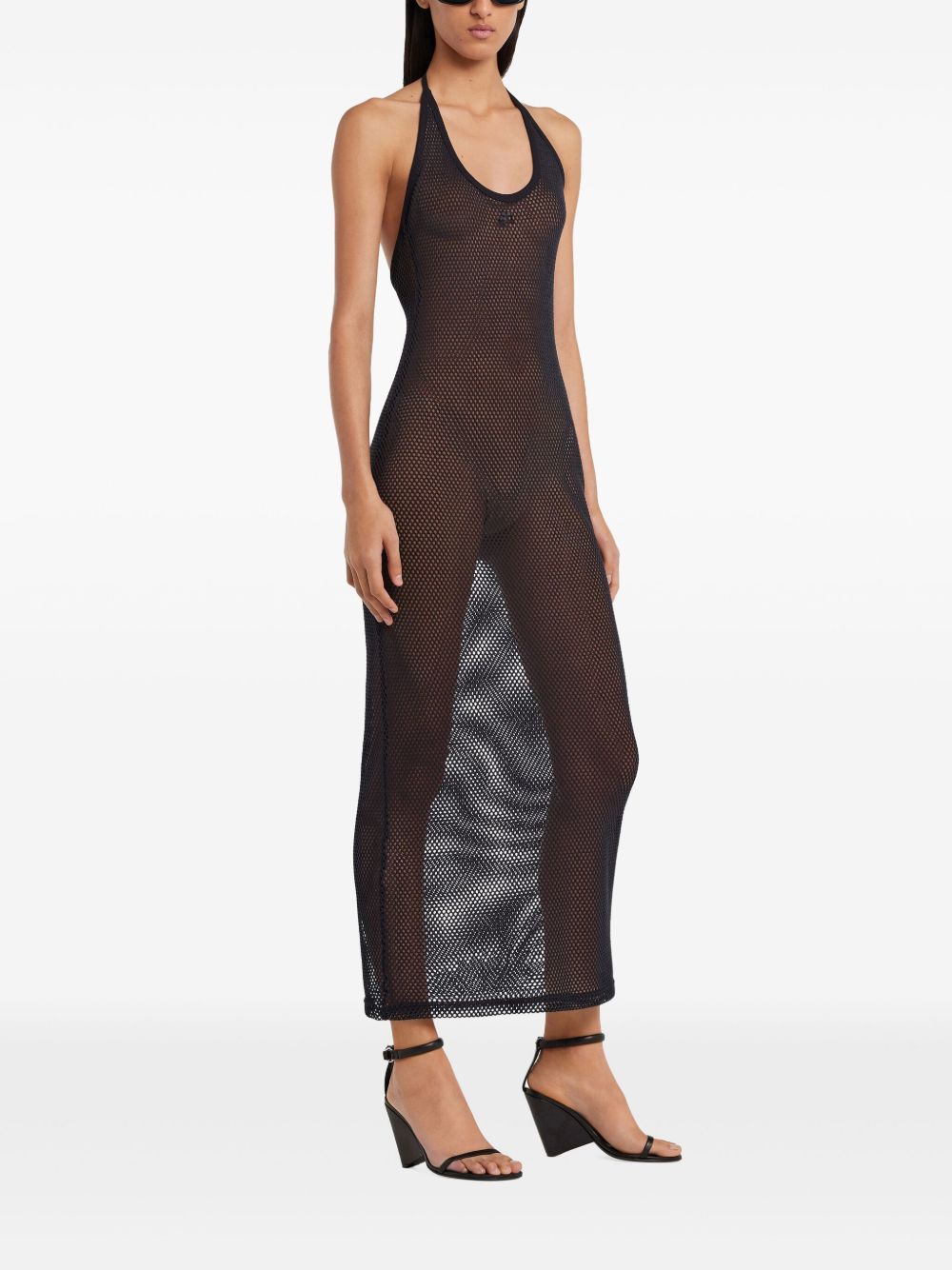 COURREGÈS Cotton Long Tank Dress with Halterneck and Open Back