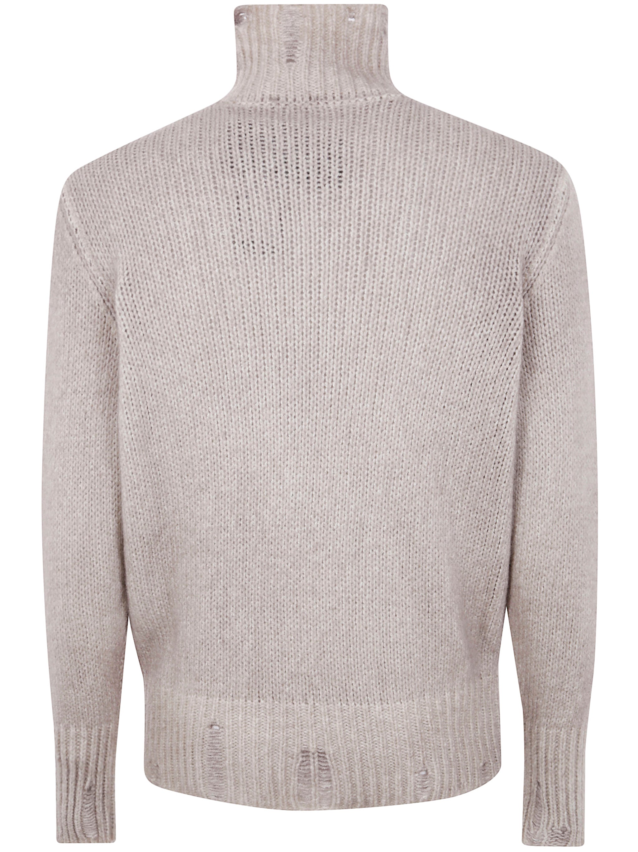 AVANT TOI Hand Painted Cashmere and Silk High Neck Pullover with Destroyed Edges