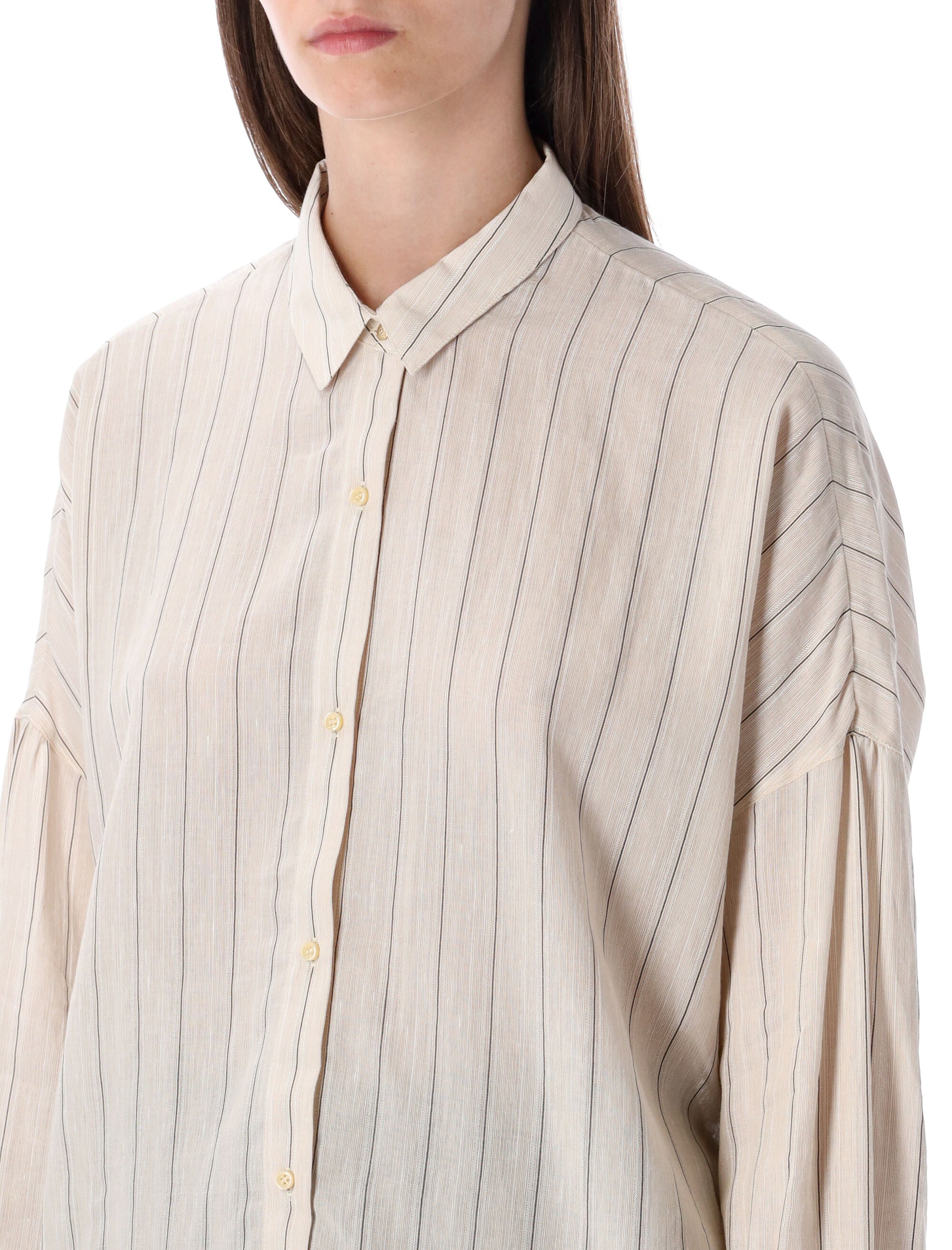 SESSUN Relaxed Striped Cotton Lawn Shirt - Size XS