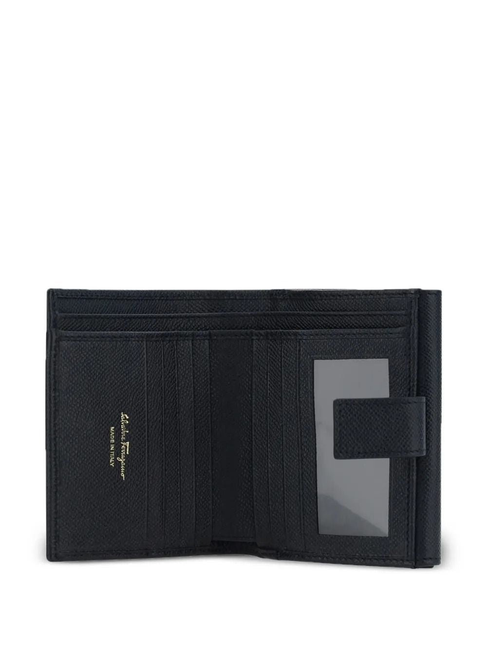 Ferragamo Hammered Leather Gold Gancini Hook Compact Wallet - Mini Size