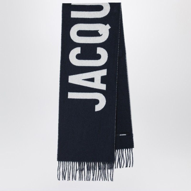 JACQUEMUS Wool Scarf with Logo and Fringe Details