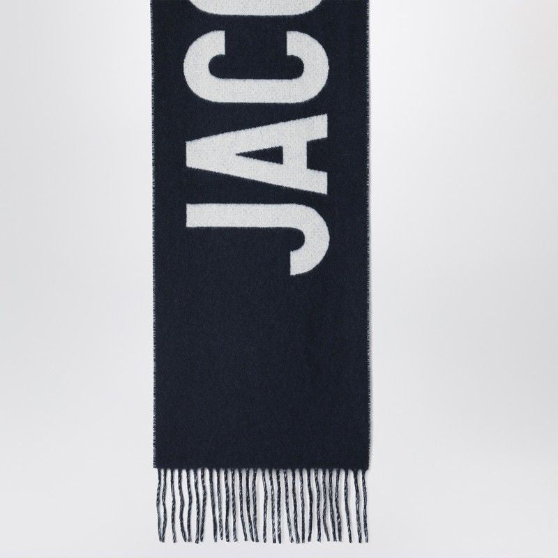 JACQUEMUS Wool Scarf with Logo and Fringe Details