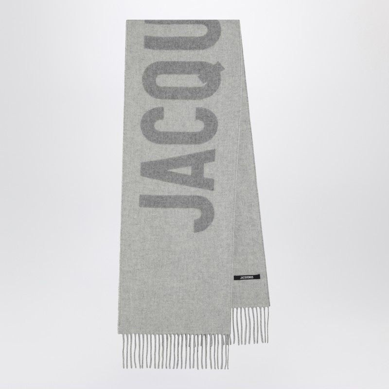 JACQUEMUS Wool Scarf with Logo and Decorative Fringes