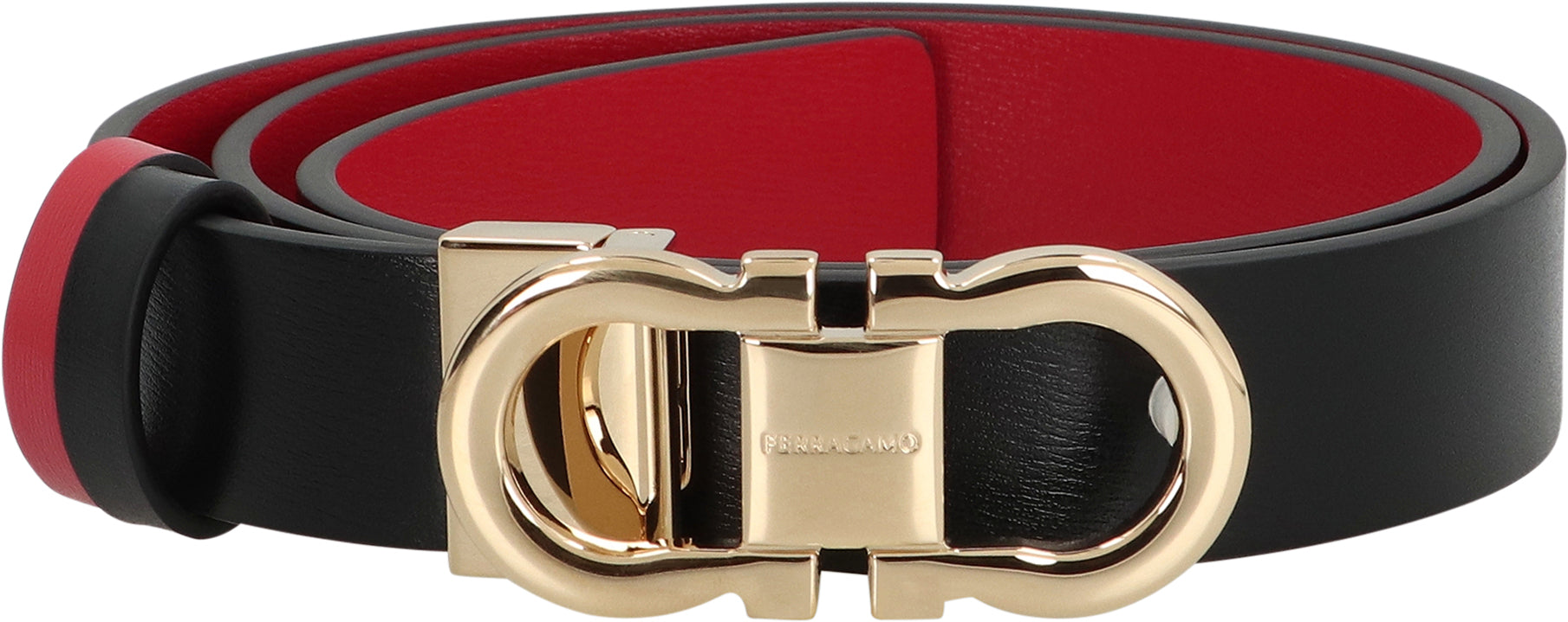 Ferragamo Reversible Leather Belt with Gancini Hook