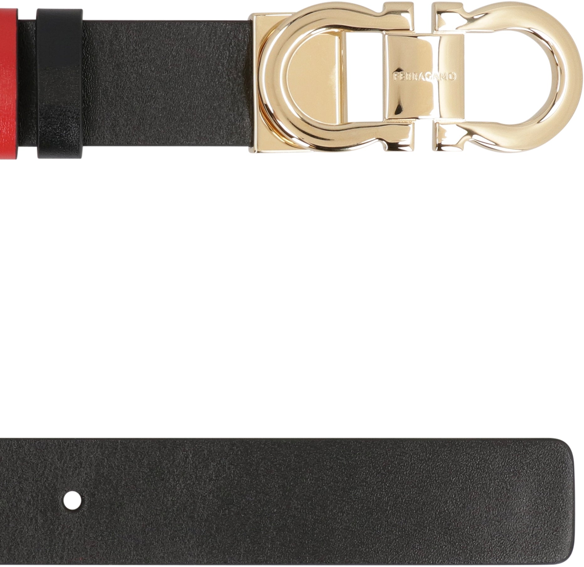 Ferragamo Reversible Leather Belt with Gancini Hook