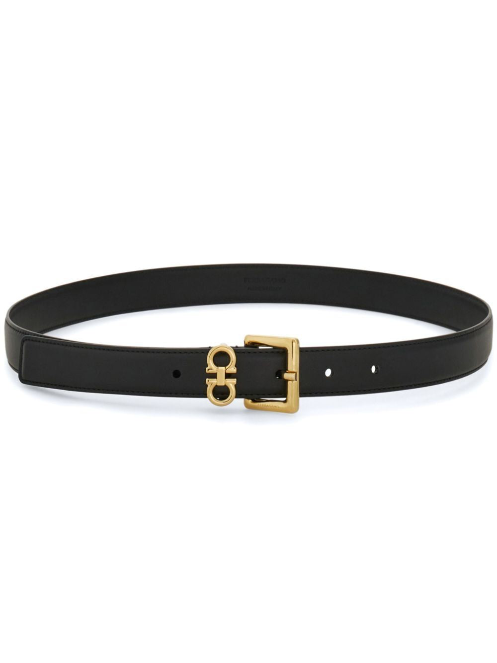 Ferragamo Double Gancini Hook Smooth Leather Slim Belt