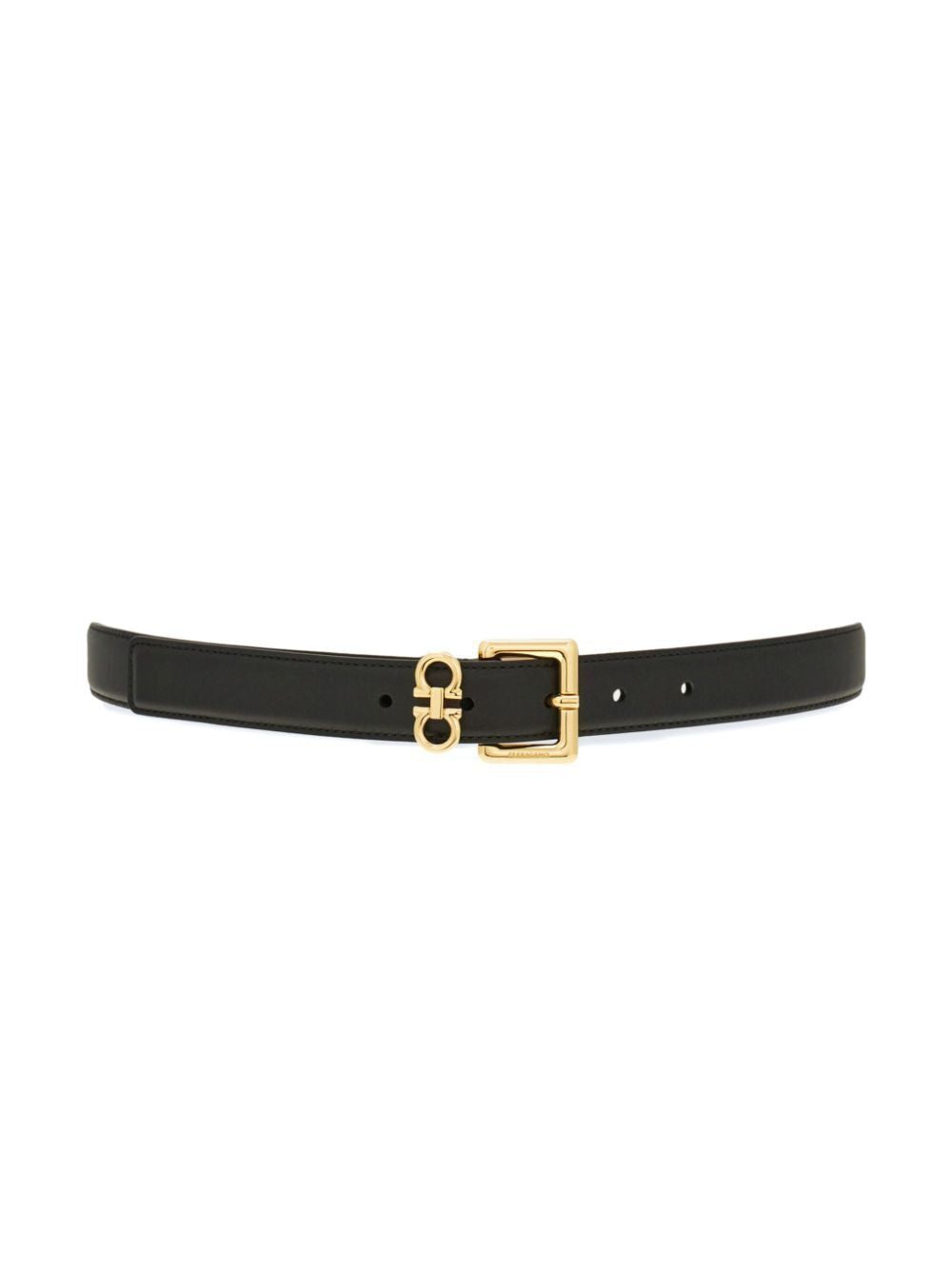 Ferragamo Double Gancini Hook Smooth Leather Slim Belt