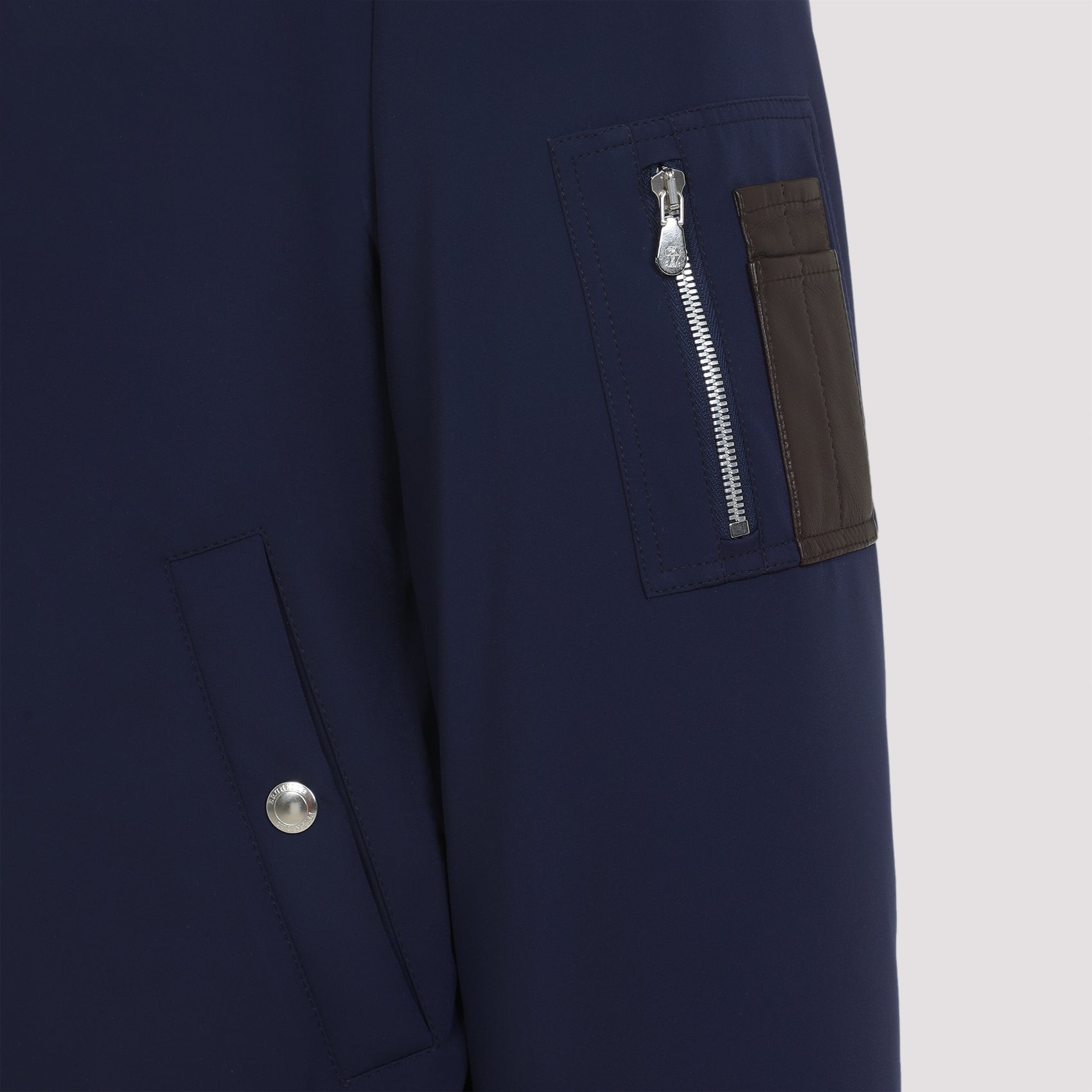 BRUNELLO CUCINELLI Men's Nylon Down Jacket with Sheepskin Collar