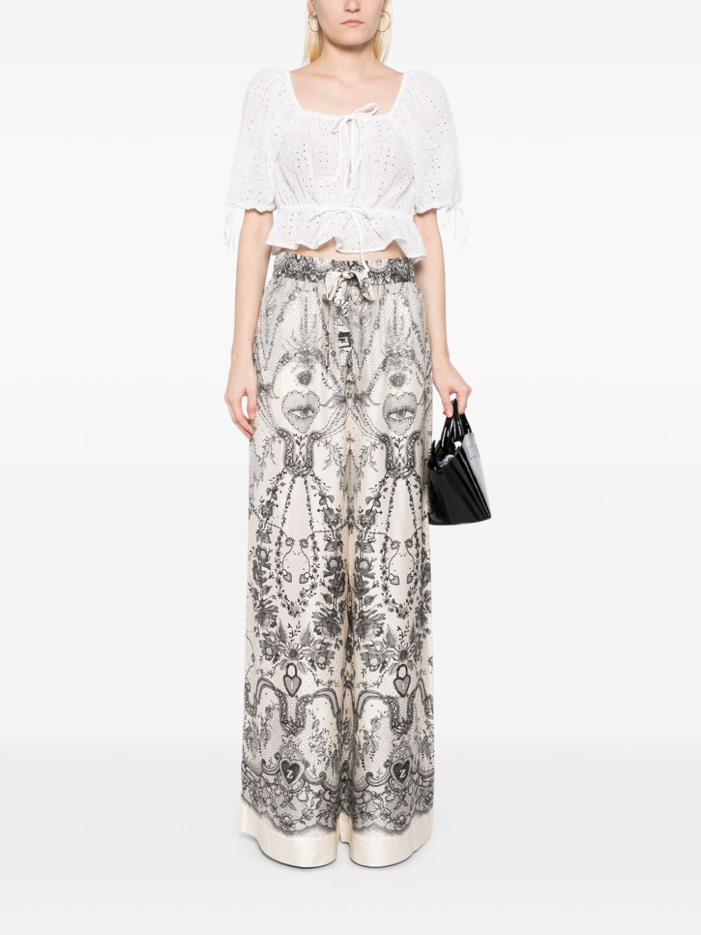 ZIMMERMANN Printed Silk Crush Wide-Leg Pant