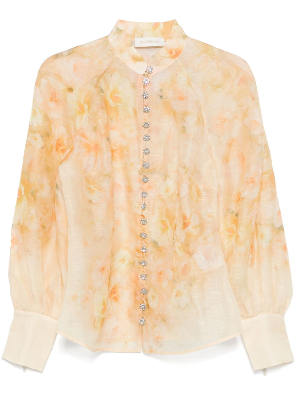 ZIMMERMANN Floral Print Linen-Silk Blend Shirt