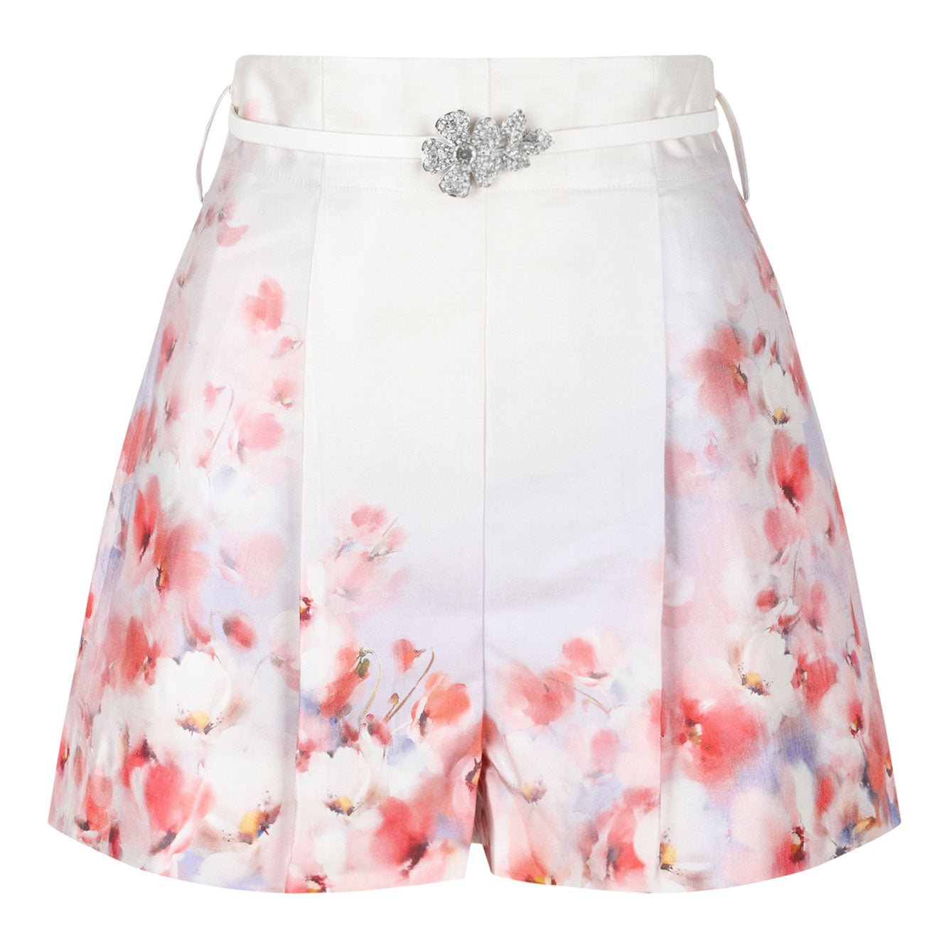 ZIMMERMANN Floral Silk Cotton Mini Shorts