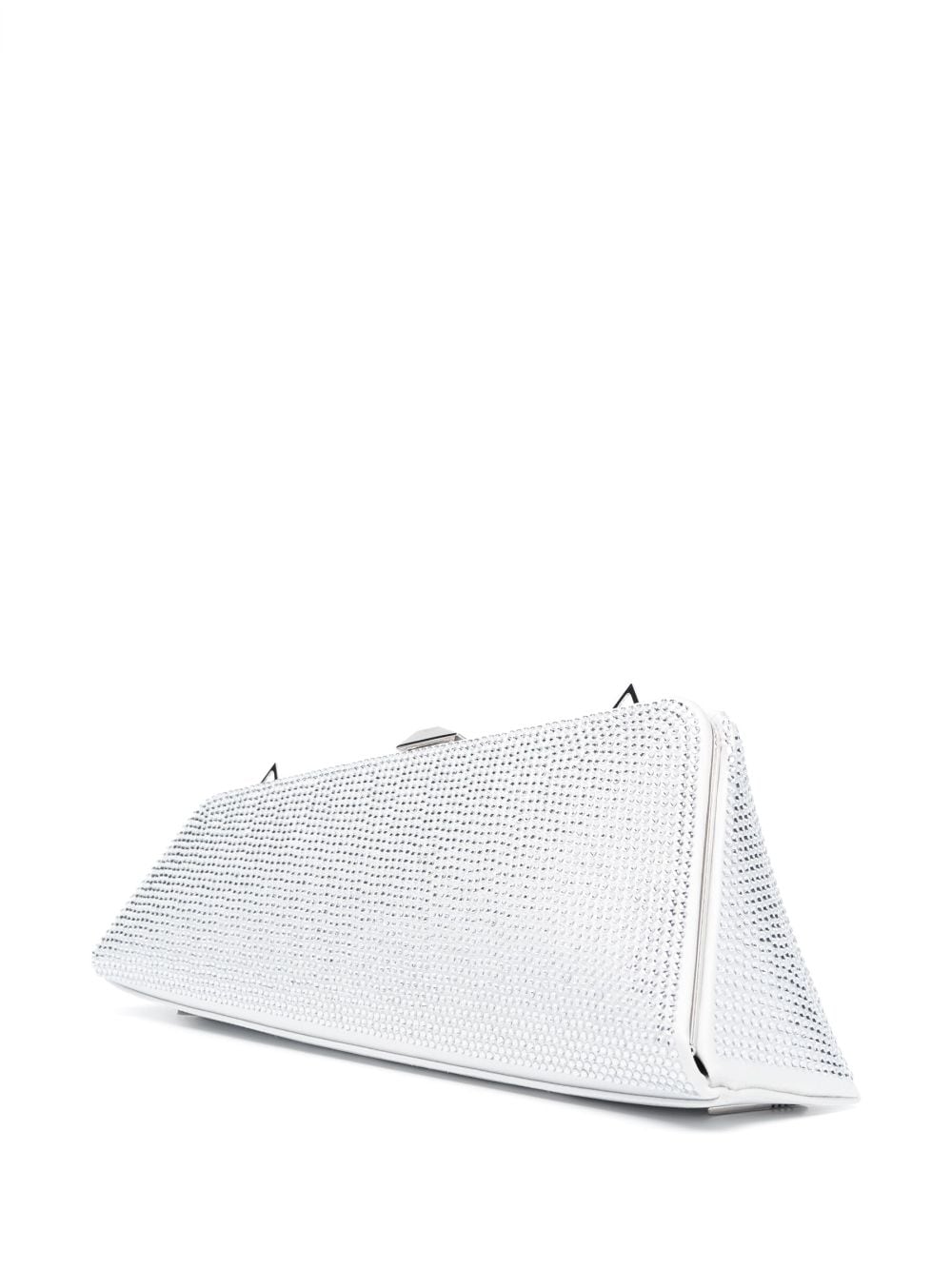 THE ATTICO Mini Asymmetric Crystal-Embellished Satin Clutch Handbag