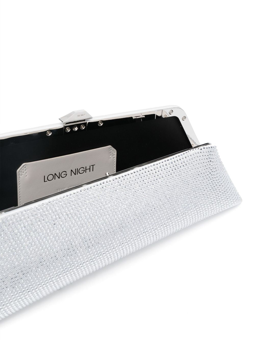 THE ATTICO Mini Asymmetric Crystal-Embellished Satin Clutch Handbag