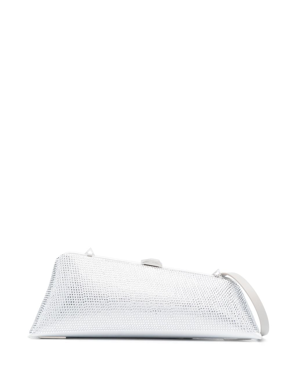 THE ATTICO Mini Asymmetric Crystal-Embellished Satin Clutch Handbag