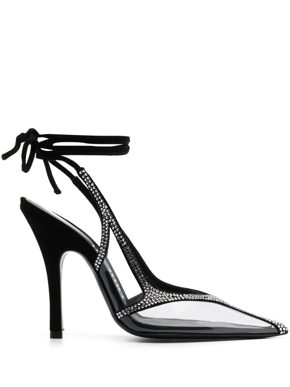 THE ATTICO Venus Chrome Mini Slingback Heels