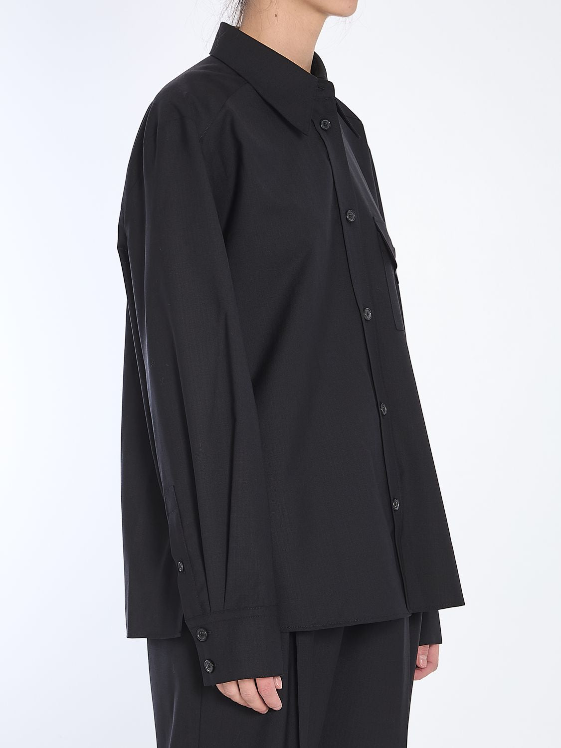 KHAITE Long-Sleeved Wool Top with Pointed Collar - US Size 02