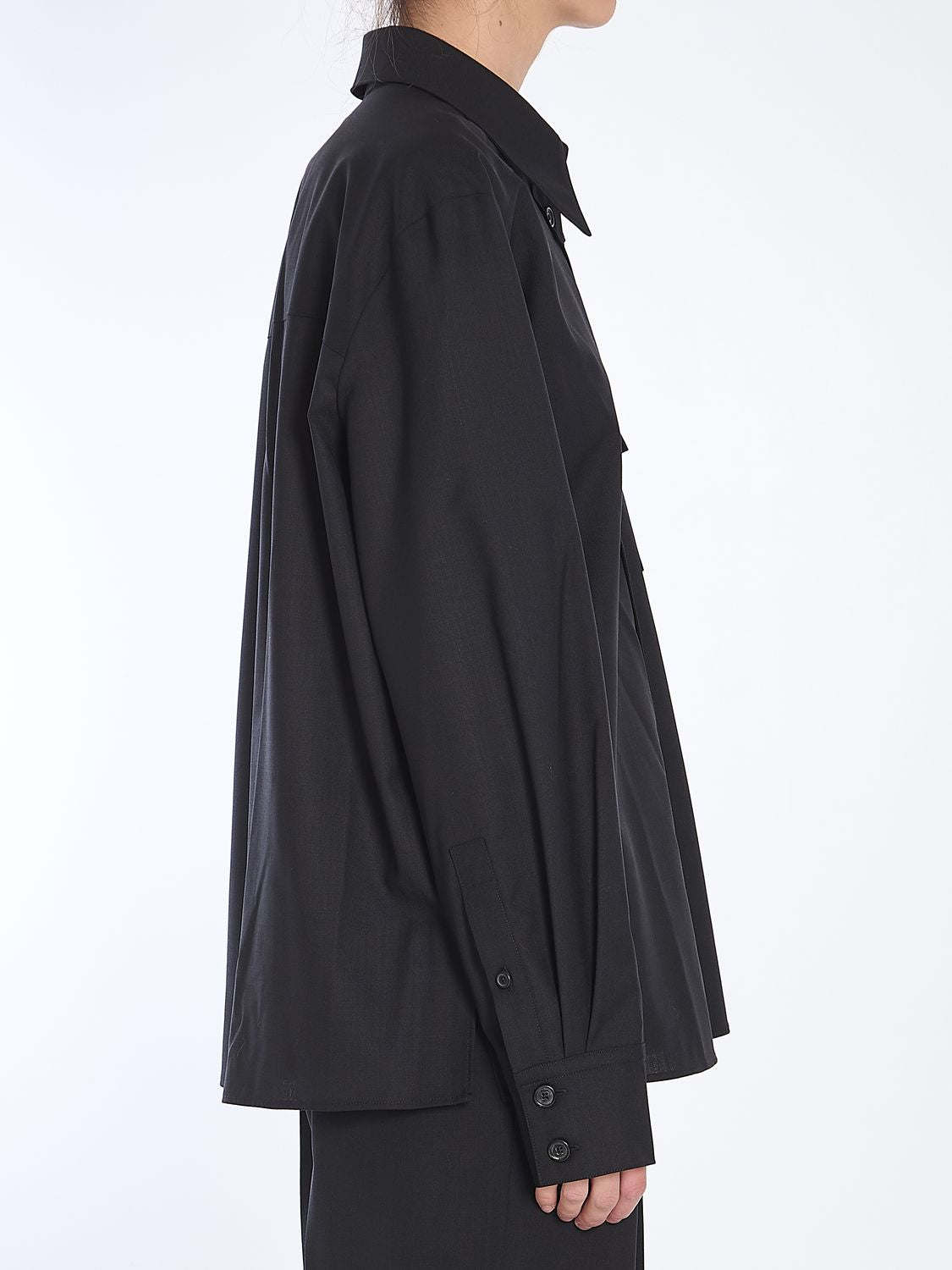 KHAITE Long-Sleeved Wool Top with Pointed Collar - US Size 02