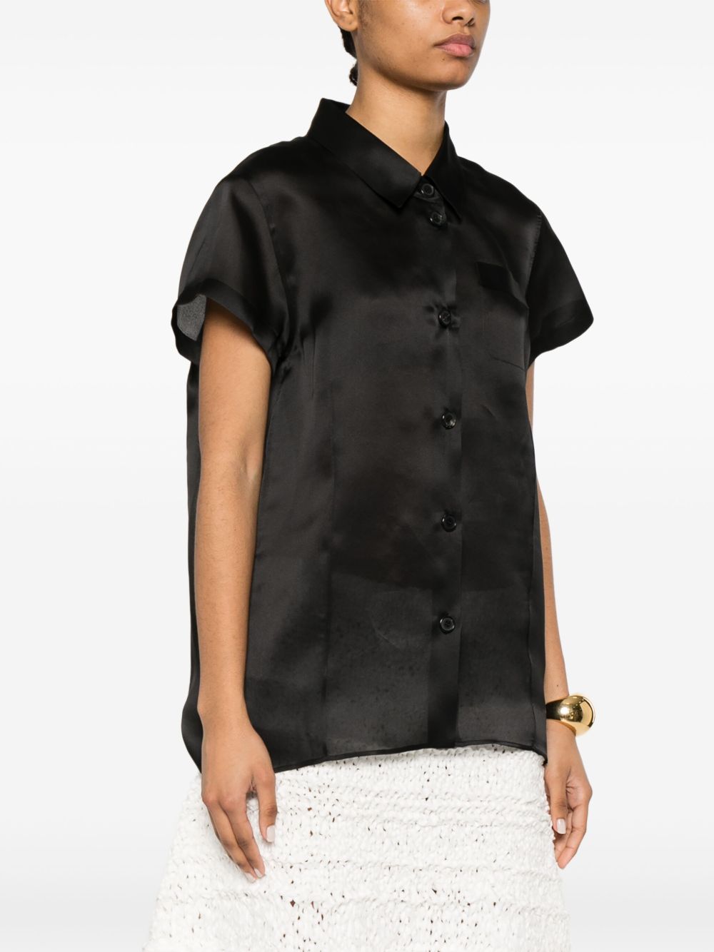 KHAITE Silk Classic Collar Shirt with Patch Pocket