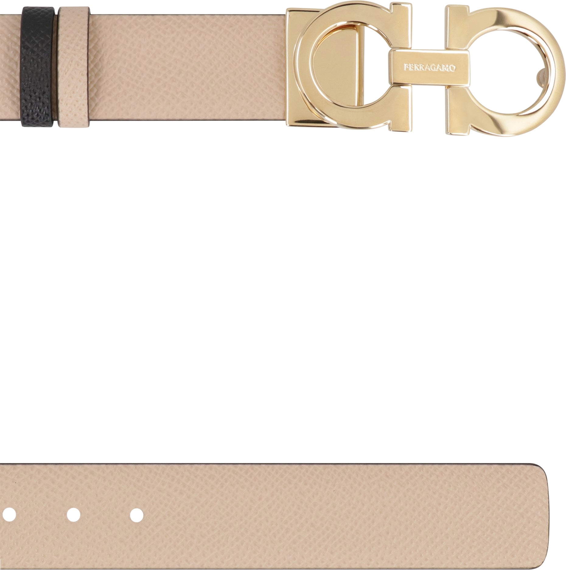 Ferragamo Reversible Leather Belt with Gancini Hook - 2.5 cm Height