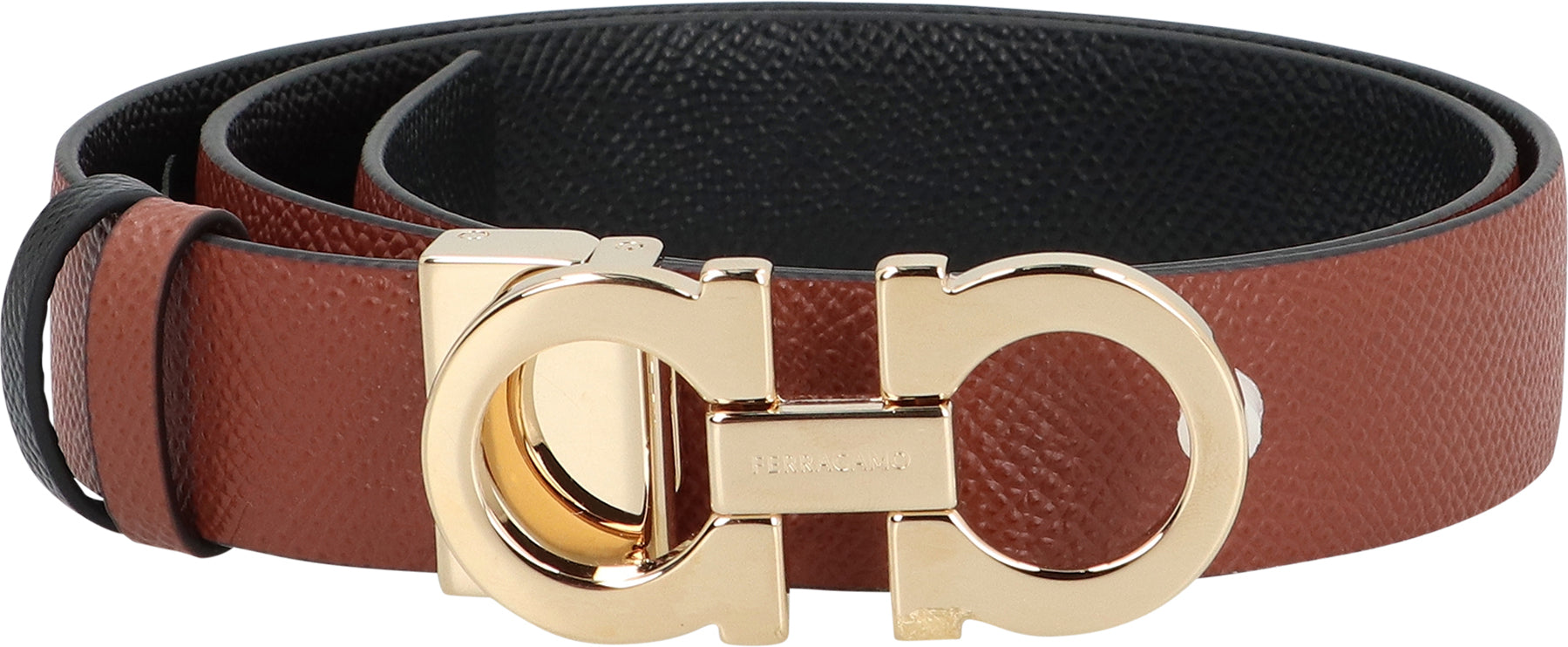 Ferragamo Reversible Leather Belt with Gancini Hook - 2.5 CM Width