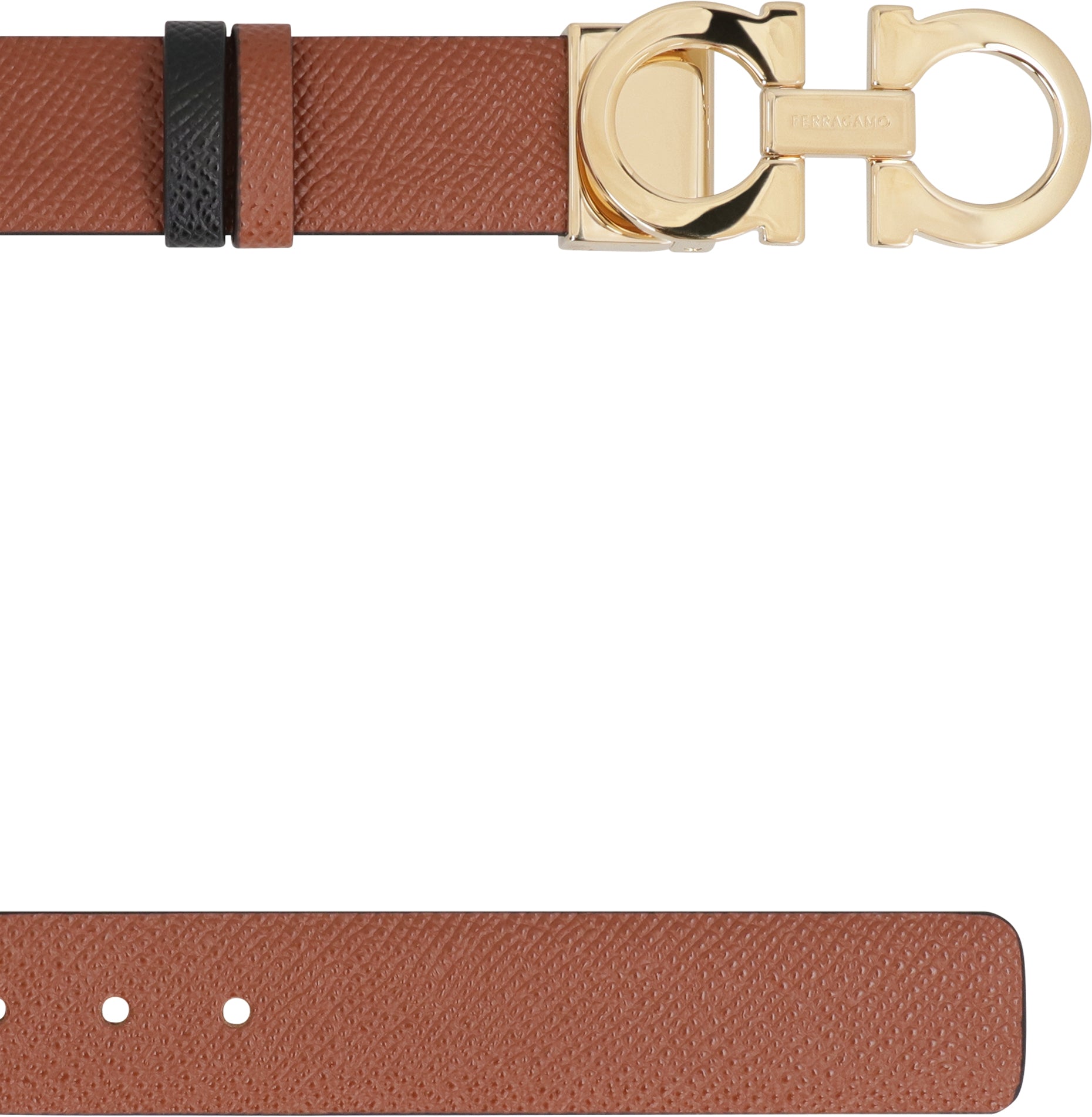 Ferragamo Reversible Leather Belt with Gancini Hook - 2.5 CM Width