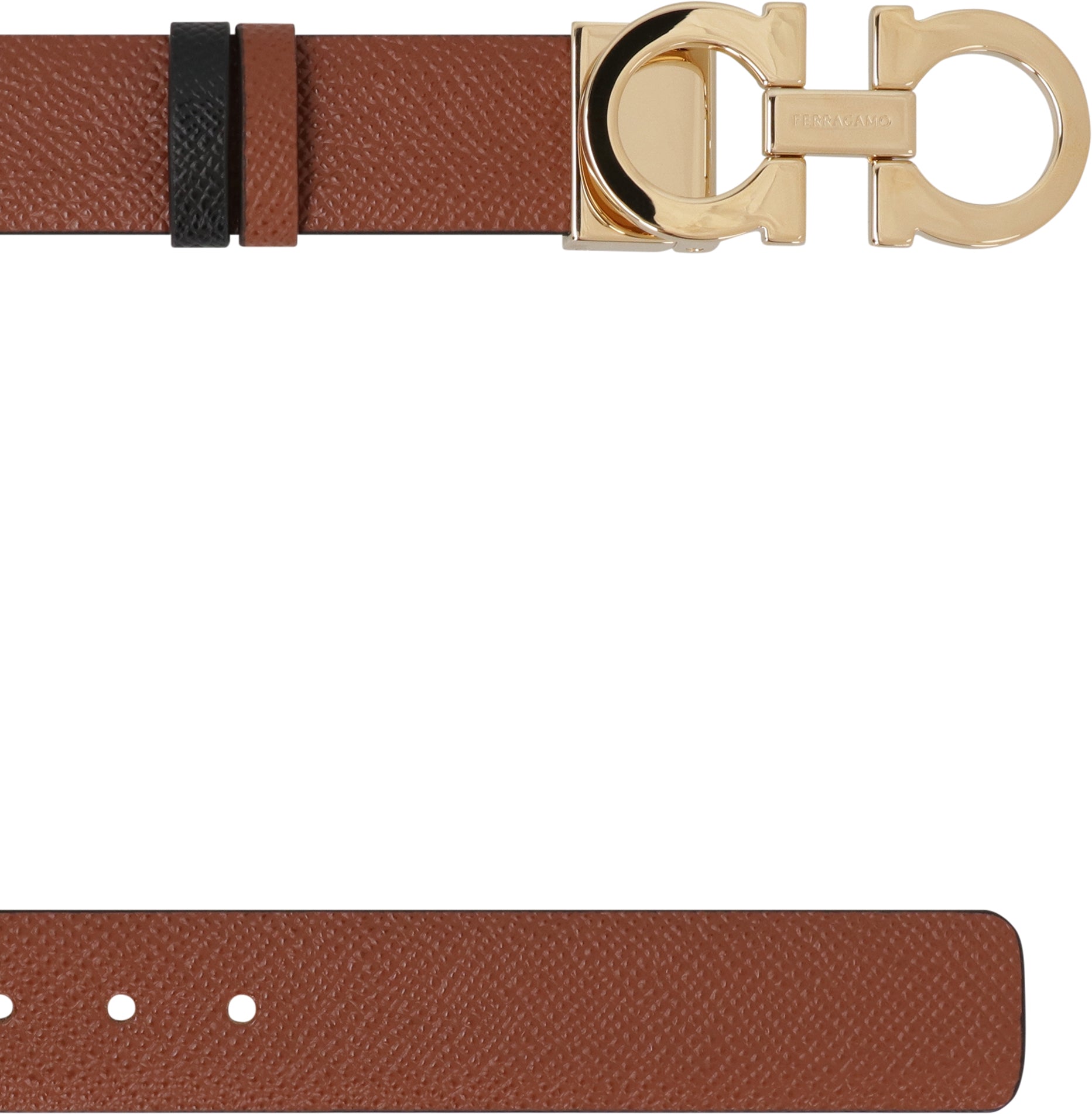 Ferragamo Reversible Leather Belt with Gancini Hook - 2.5 CM Width