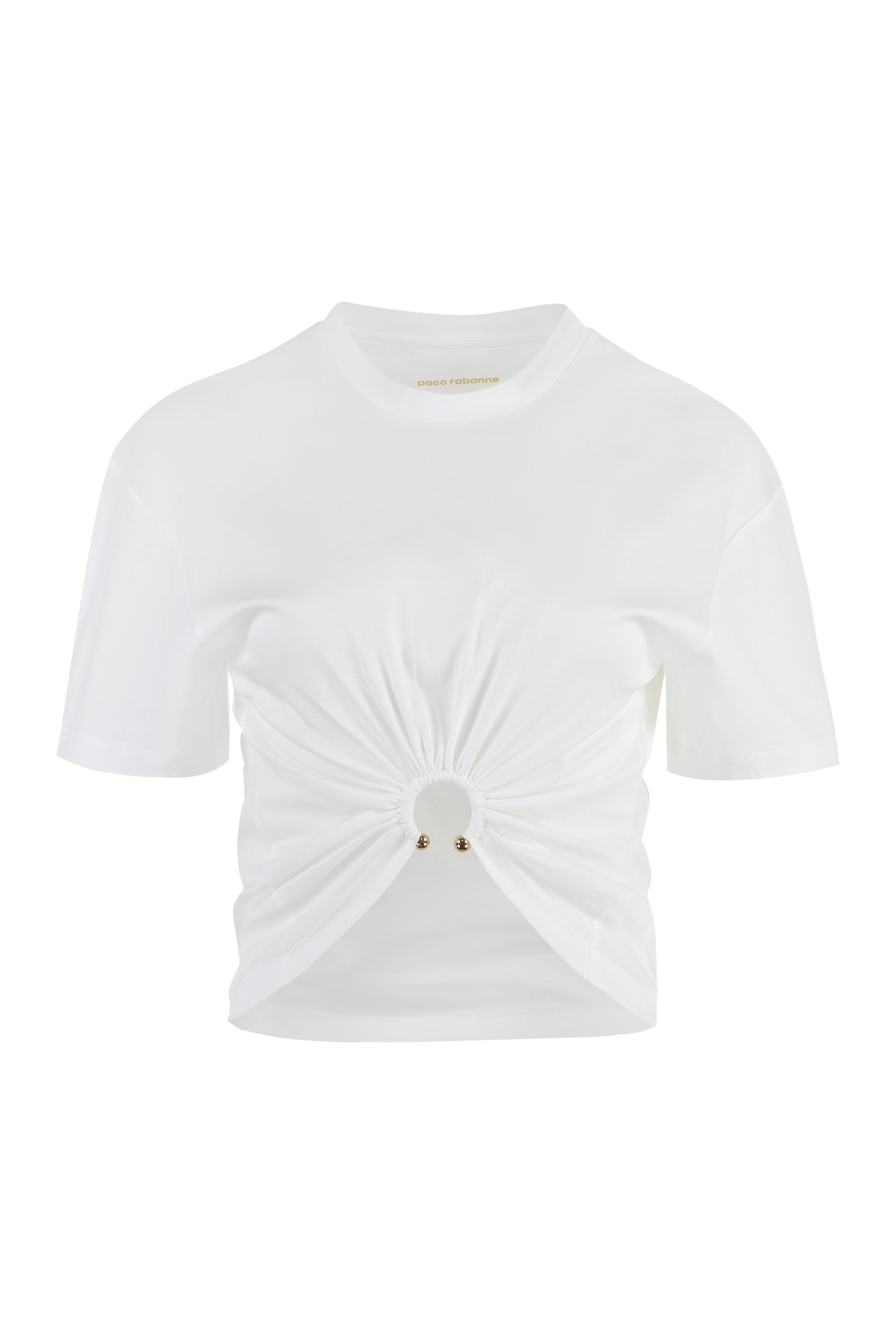 PACO RABANNE Cotton Crew-Neck T-Shirt with Gold-Tone Metal Detail