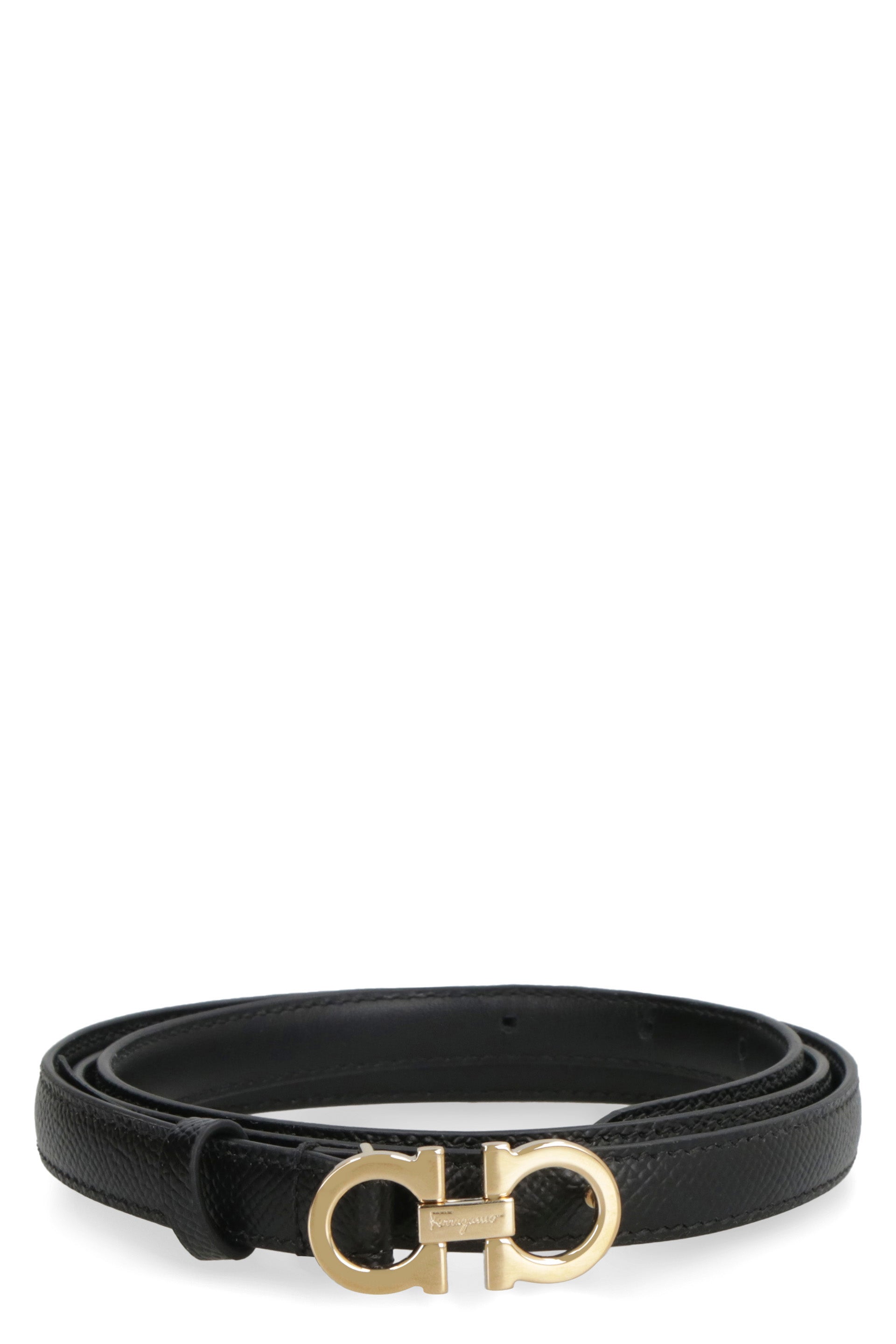 Ferragamo Gancini Hook Leather Belt 1.5 cm