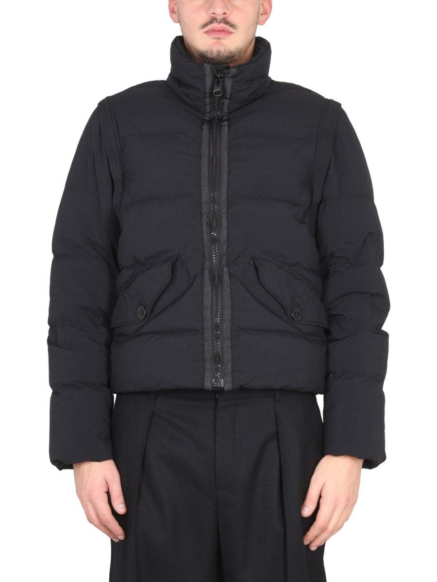 TEN C Men's High Neck Down Jacket with Removable Sleeves