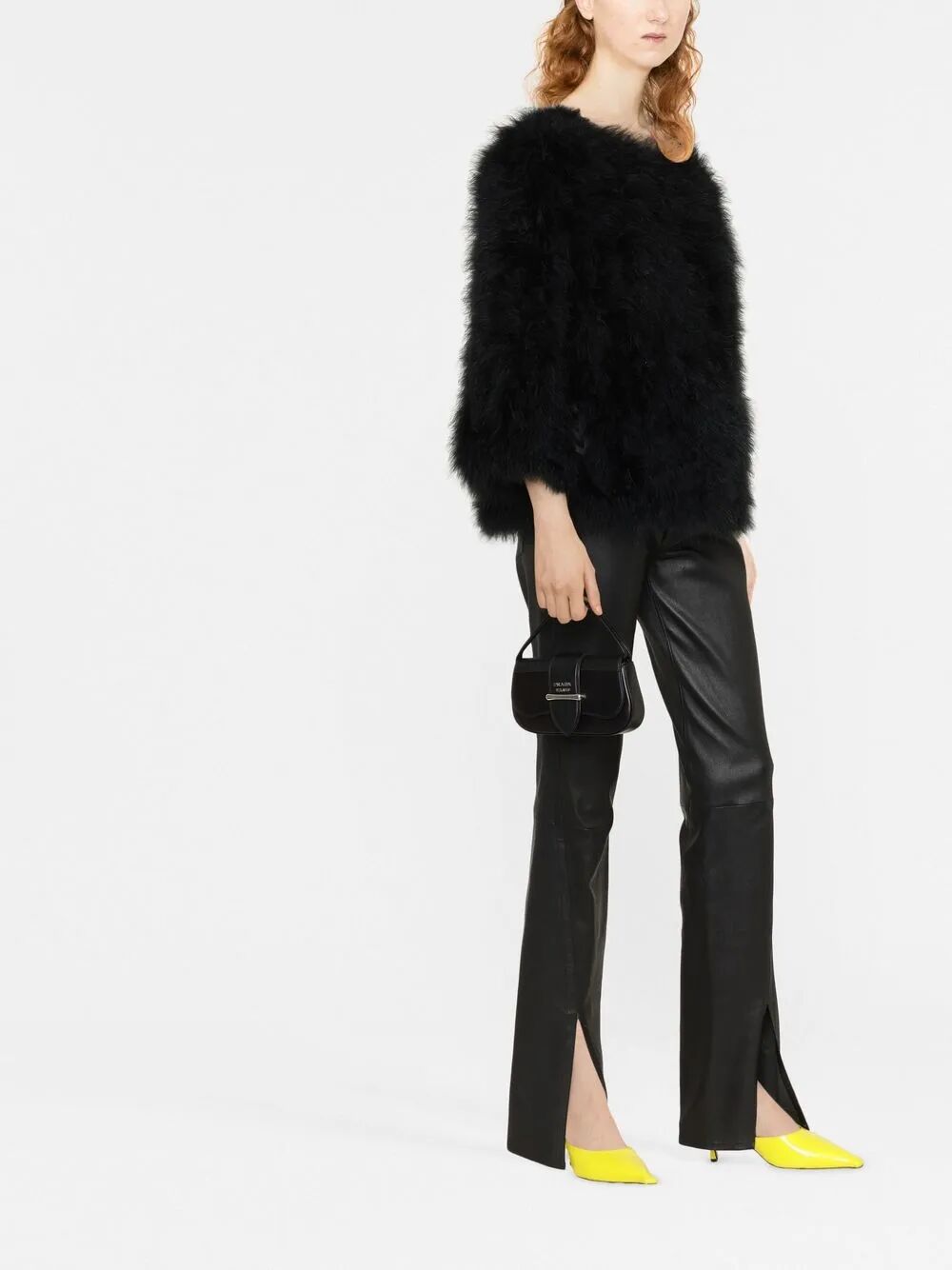 YVES SALOMON Chic 3/4 Sleeves Short Feather Jacket